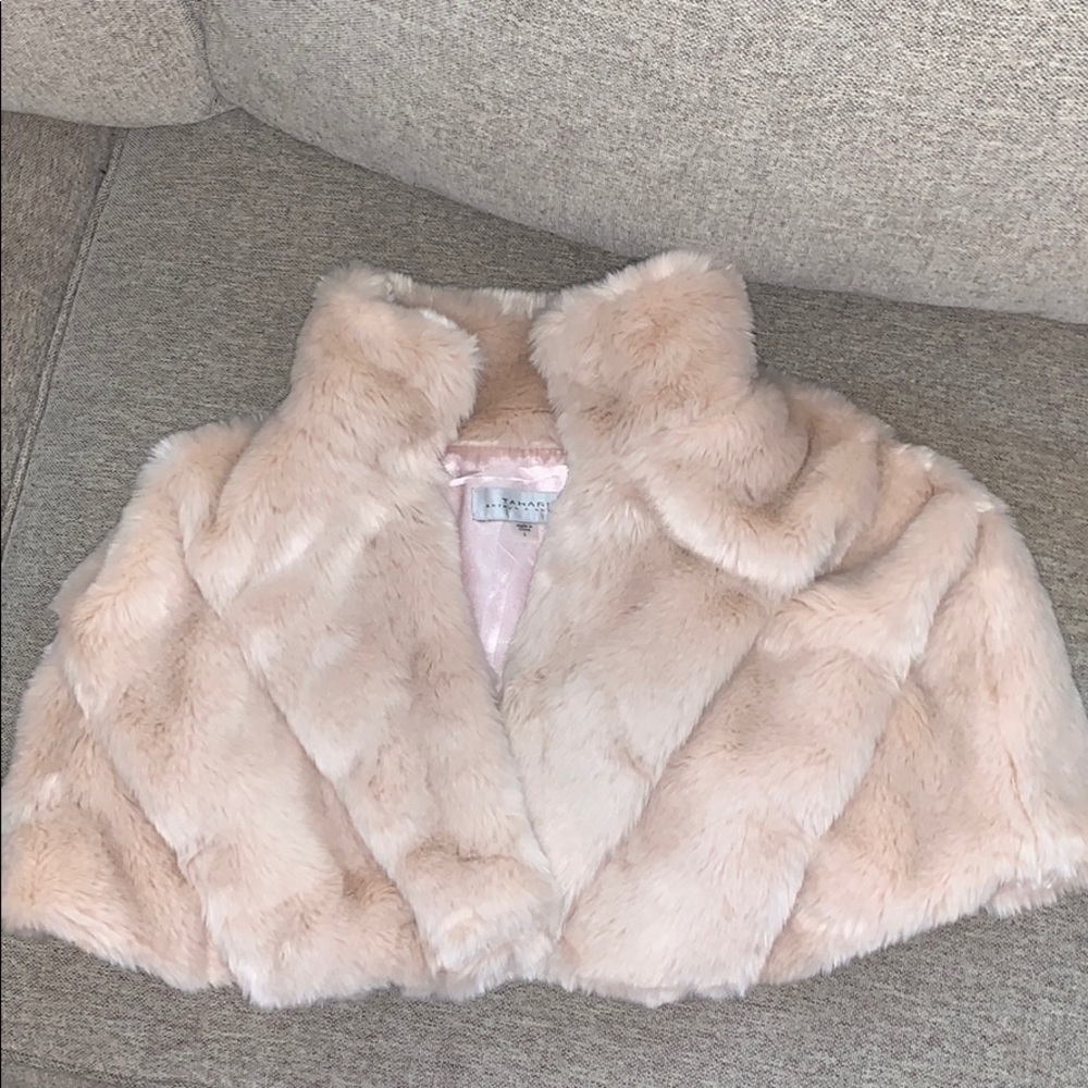 Light pink Tahari fur shrug